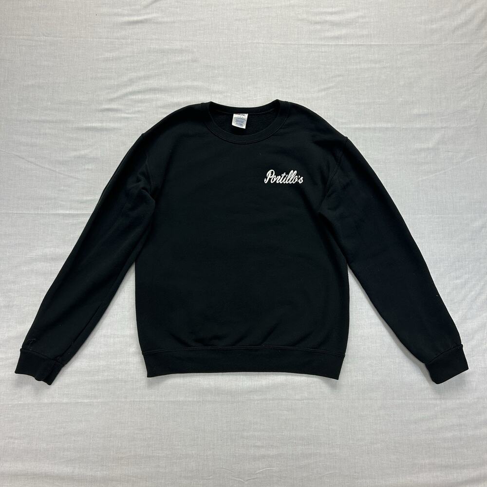 Portillo's Hot Dogs Black Crewneck Sweatshirt Men's Small Black Workwear Logo